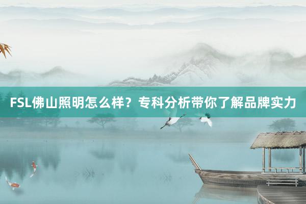 FSL佛山照明怎么样？专科分析带你了解品牌实力